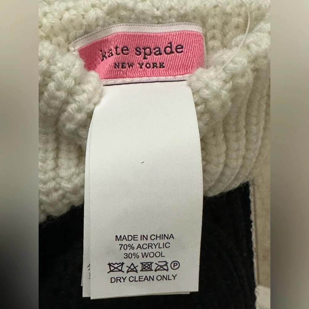 Kate Spade Bow Cuff Pop Top Mittens in Black and Cream
